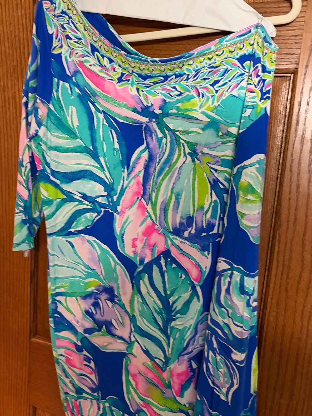 Lilly Pulitzer Blue Tropical Leaf Print Dress